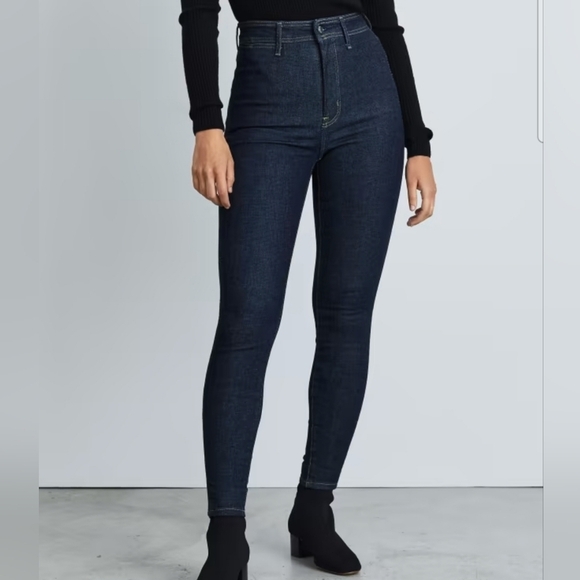 EVERLANE Way High Clean Front Skinny Dark Denim Jeans - Picture 4 of 11